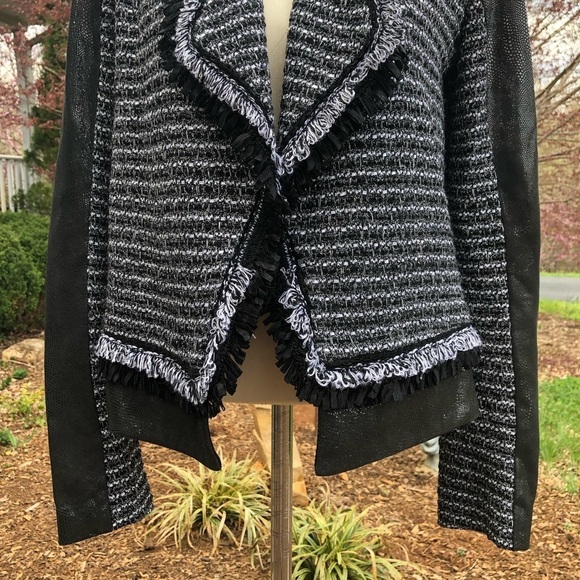 St John Open Front Knit Blazer Tweed Jacket - Picture 3 of 7